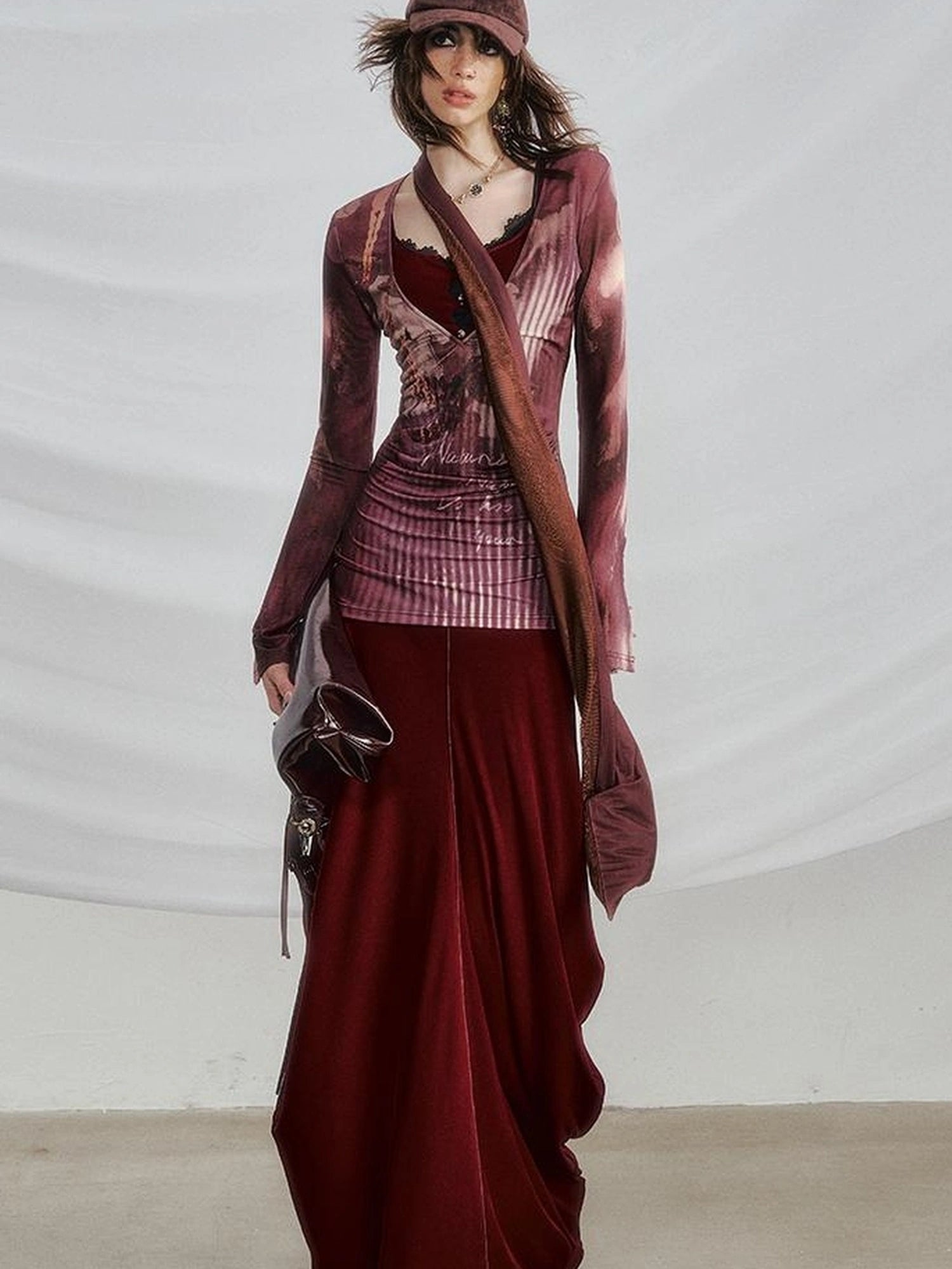 OfAkiva V-neck T-shirt Long Sleeve Relaxed Two Piece Dress