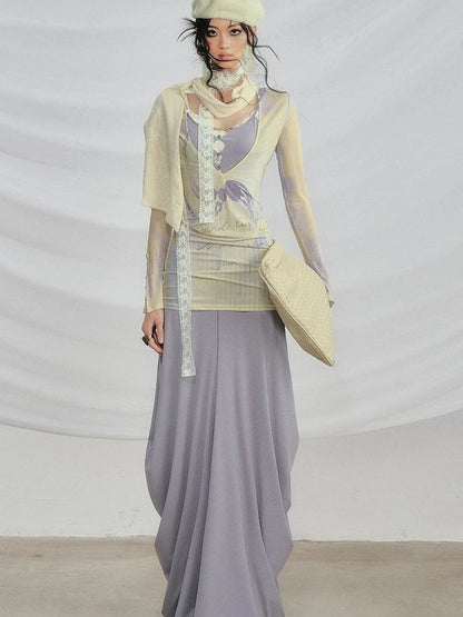 OfAkiva V-neck T-shirt Long Sleeve Relaxed Two Piece Dress