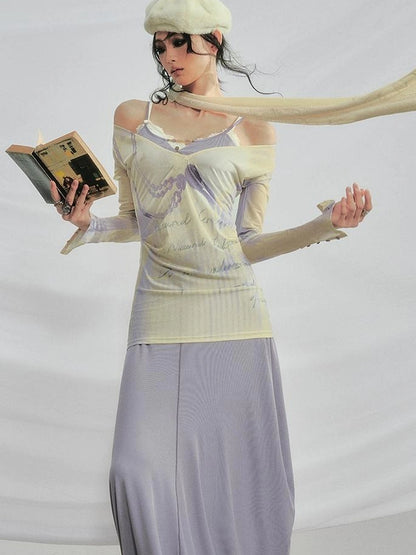 OfAkiva V-neck T-shirt Long Sleeve Relaxed Two Piece Dress