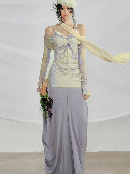 OfAkiva V-neck T-shirt Long Sleeve Relaxed Two Piece Dress