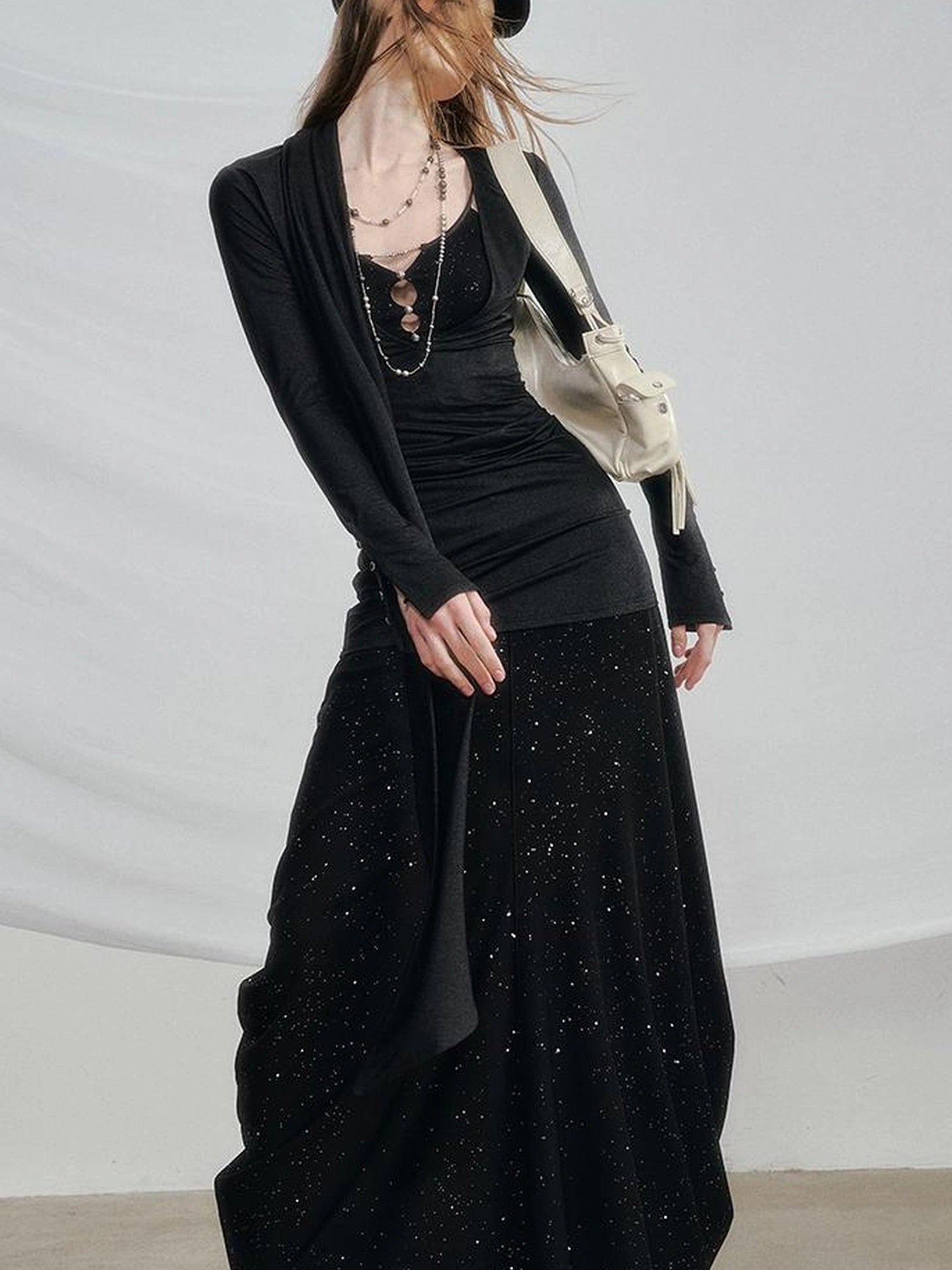 OfAkiva V-neck T-shirt Long Sleeve Relaxed Two Piece Dress