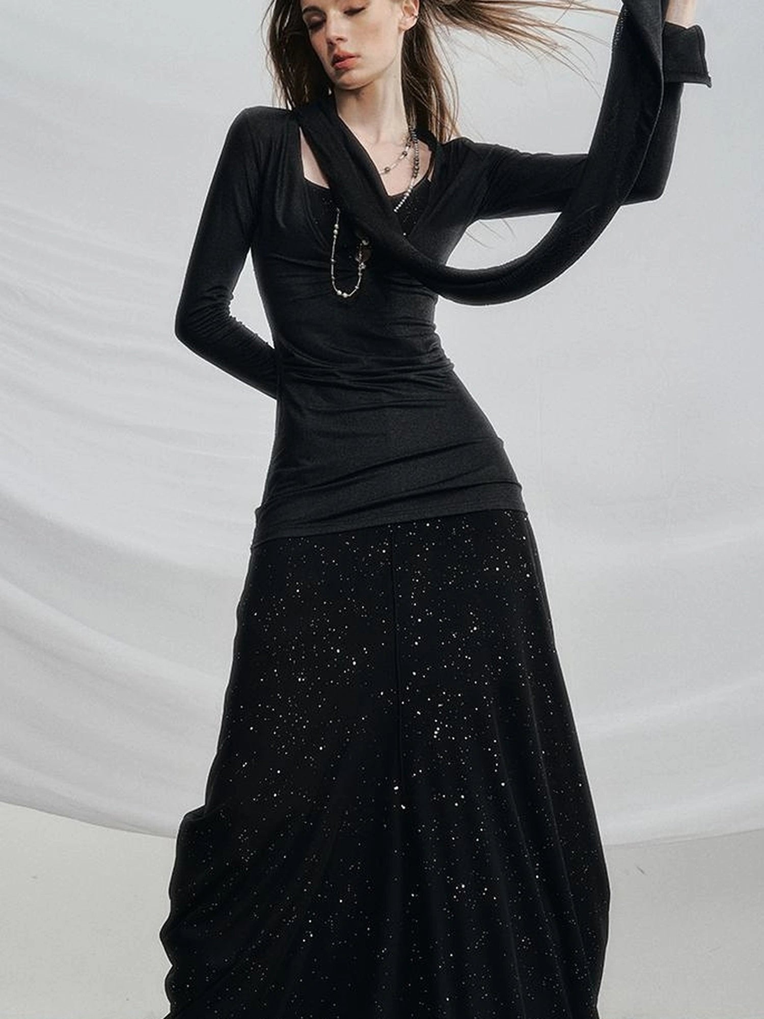 OfAkiva V-neck T-shirt Long Sleeve Relaxed Two Piece Dress