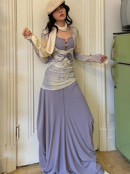 OfAkiva V-neck T-shirt Long Sleeve Relaxed Two Piece Dress