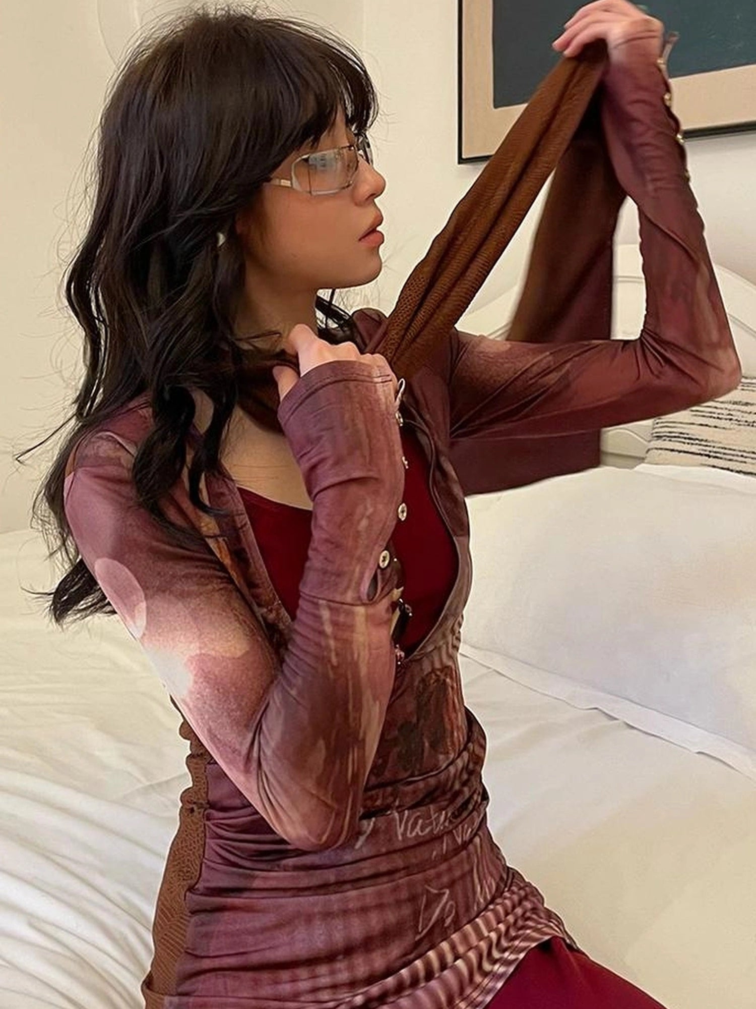 OfAkiva V-neck T-shirt Long Sleeve Relaxed Two Piece Dress