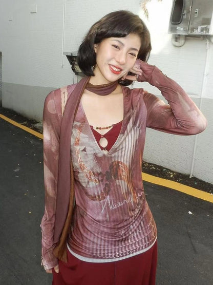 OfAkiva V-neck T-shirt Long Sleeve Relaxed Two Piece Dress