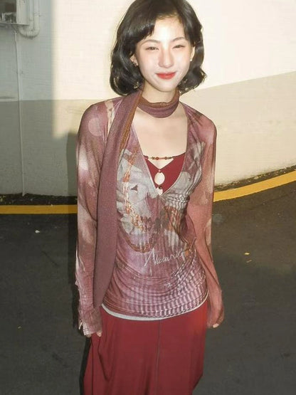 OfAkiva V-neck T-shirt Long Sleeve Relaxed Two Piece Dress