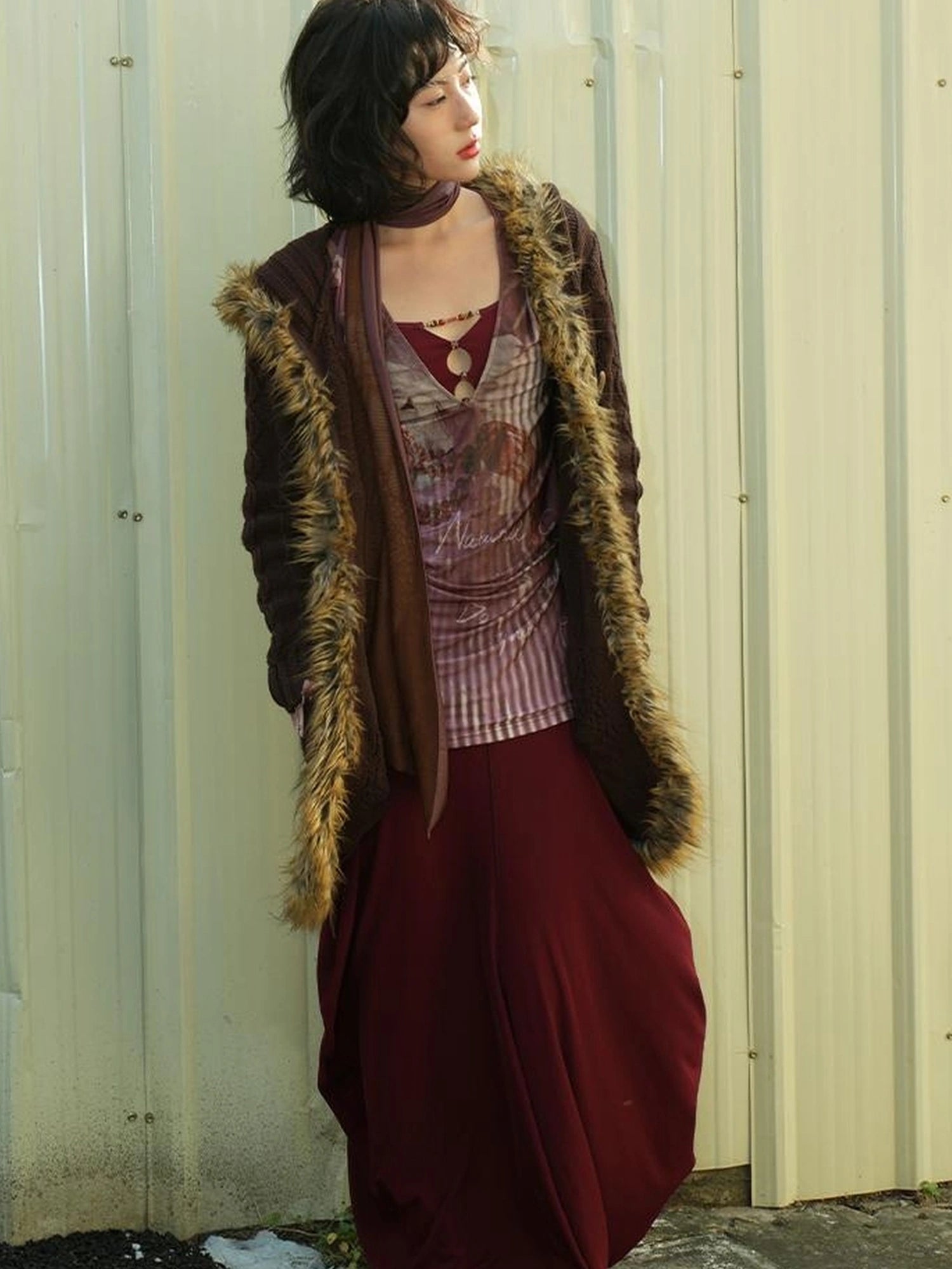 OfAkiva V-neck T-shirt Long Sleeve Relaxed Two Piece Dress