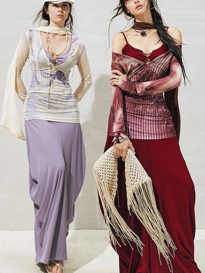 OfAkiva V-neck T-shirt Long Sleeve Relaxed Two Piece Dress