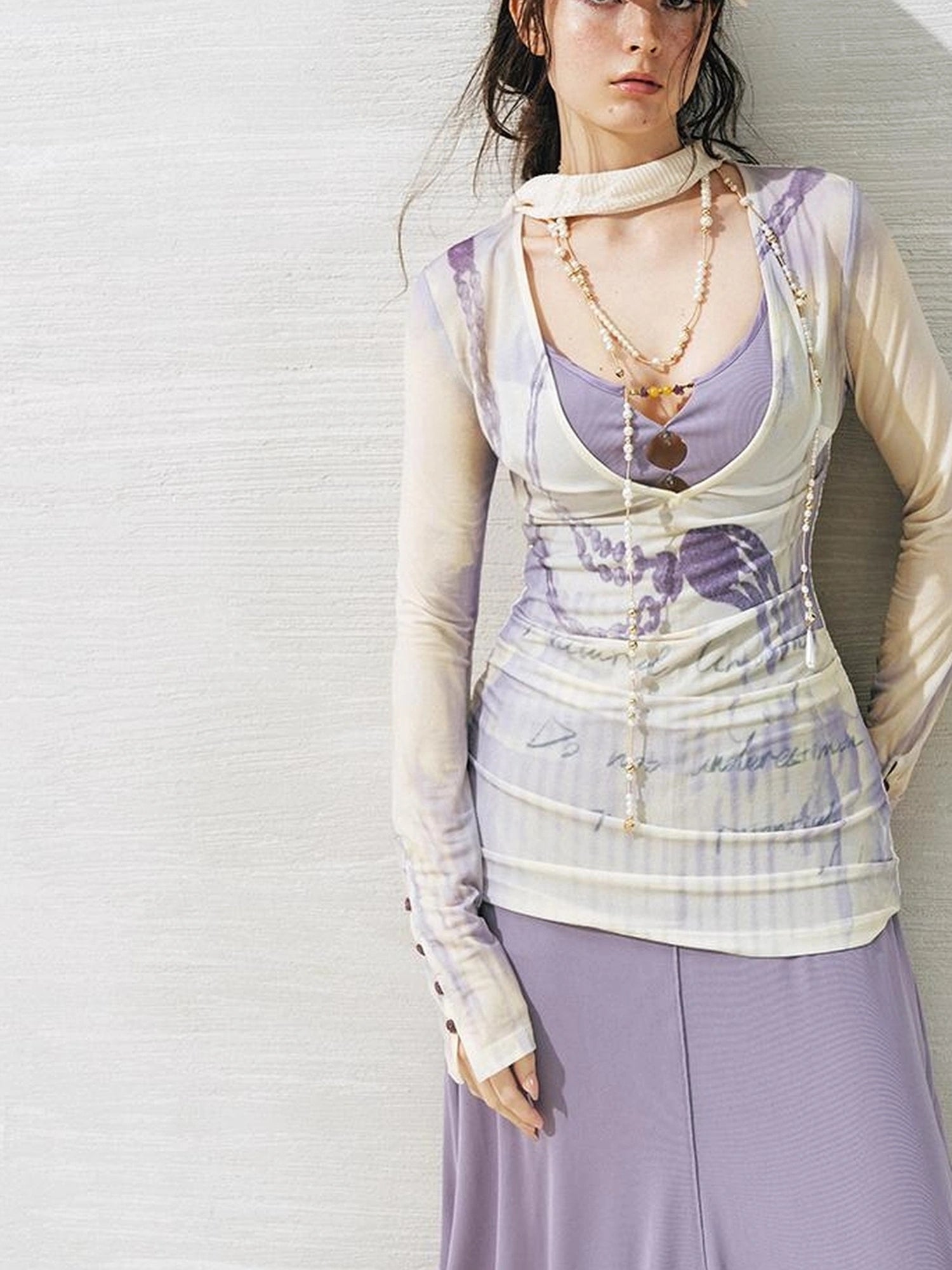 OfAkiva V-neck T-shirt Long Sleeve Relaxed Two Piece Dress