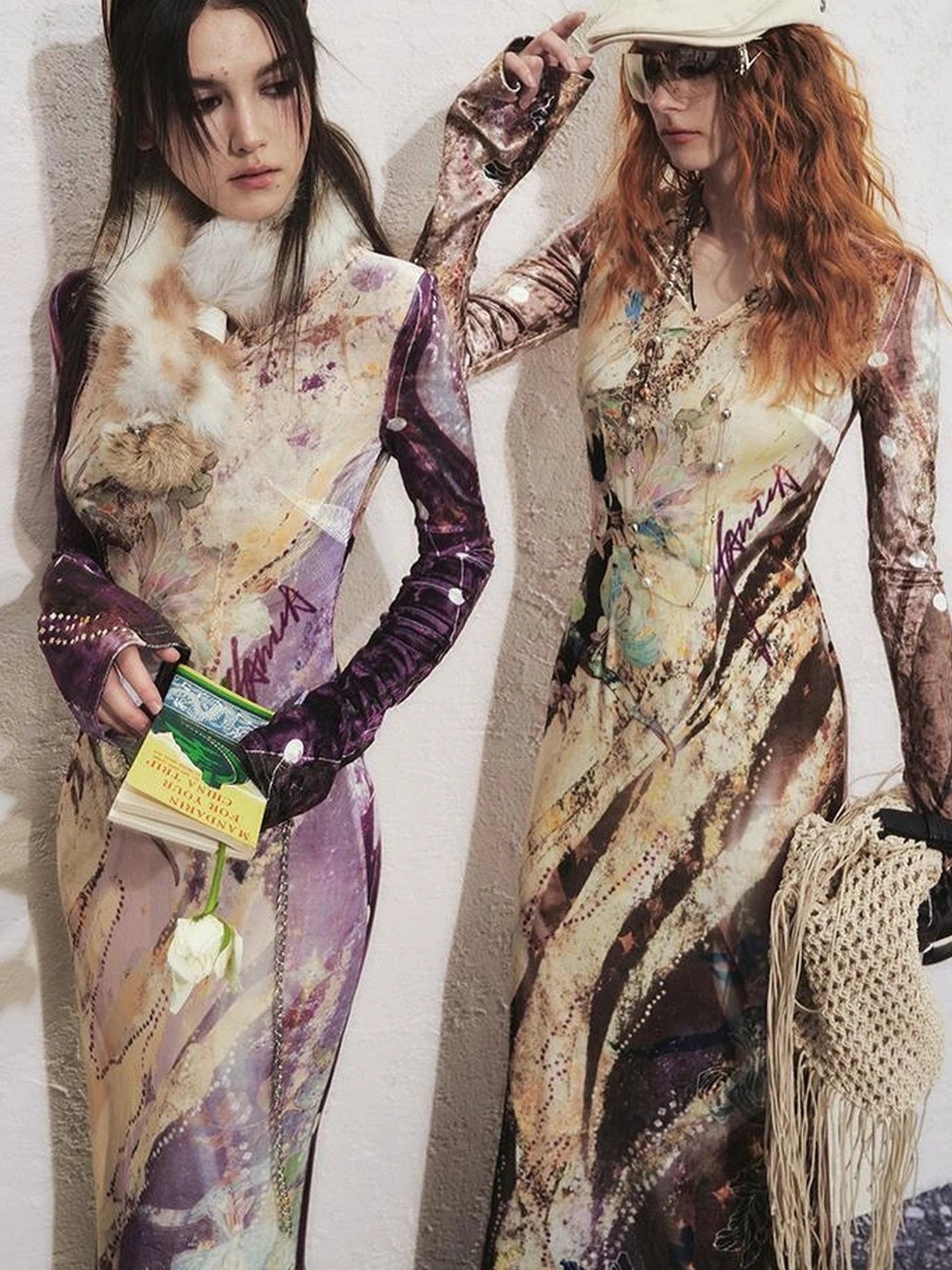 OfAkiva Velvet Floral V-Neck Mermaid Gown