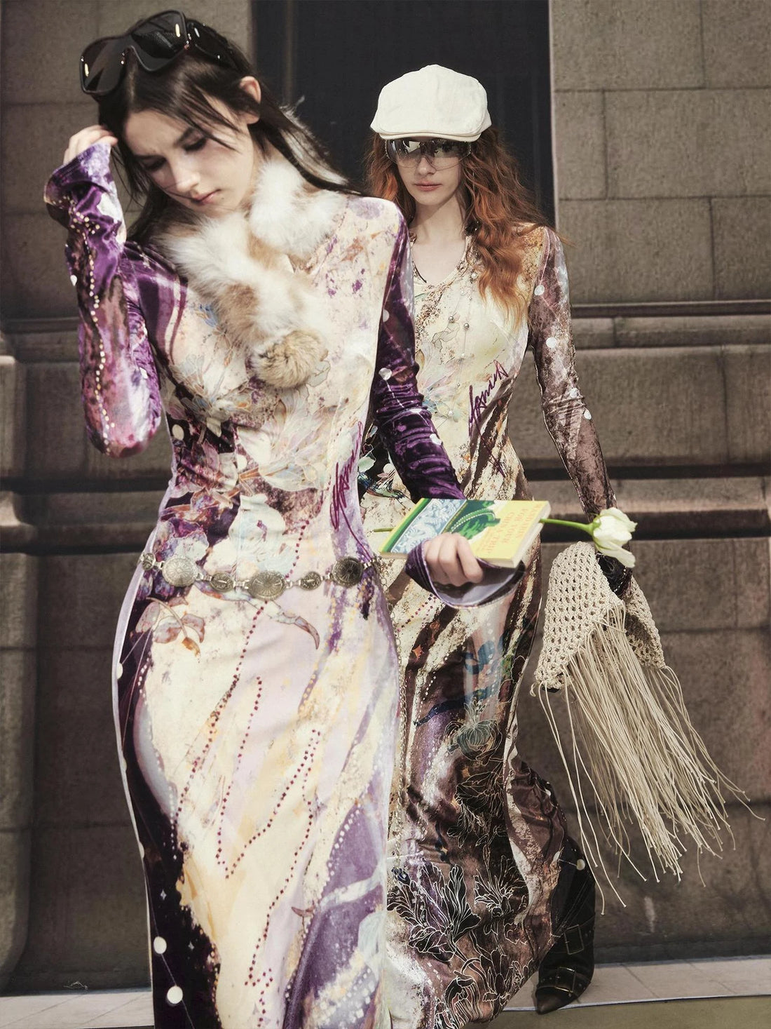 OfAkiva Velvet Floral V-Neck Mermaid Gown