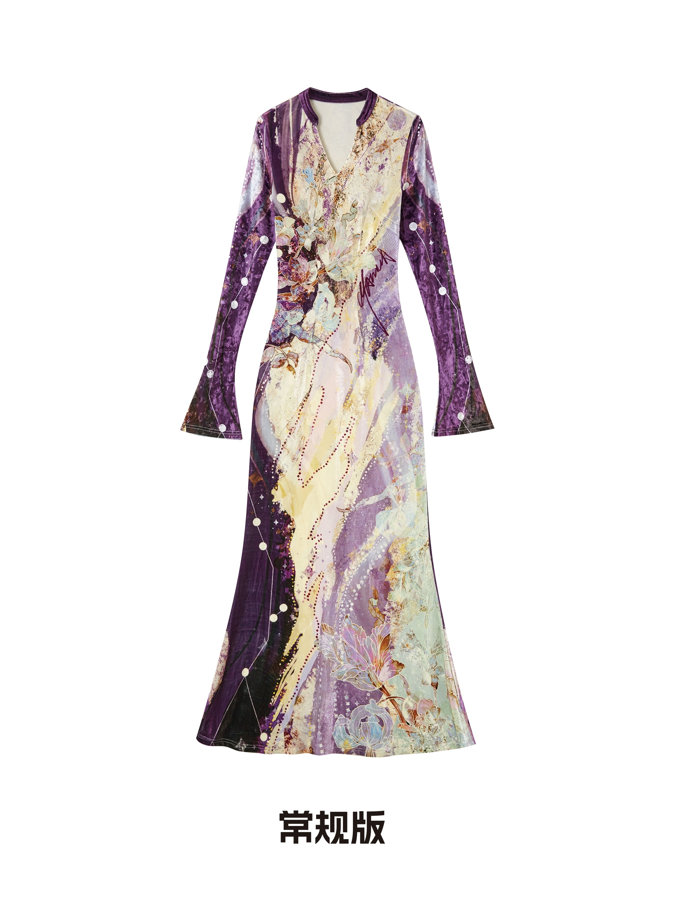 OfAkiva_Velvet_Floral_V-Neck_Mermaid_Gown_MISSTT