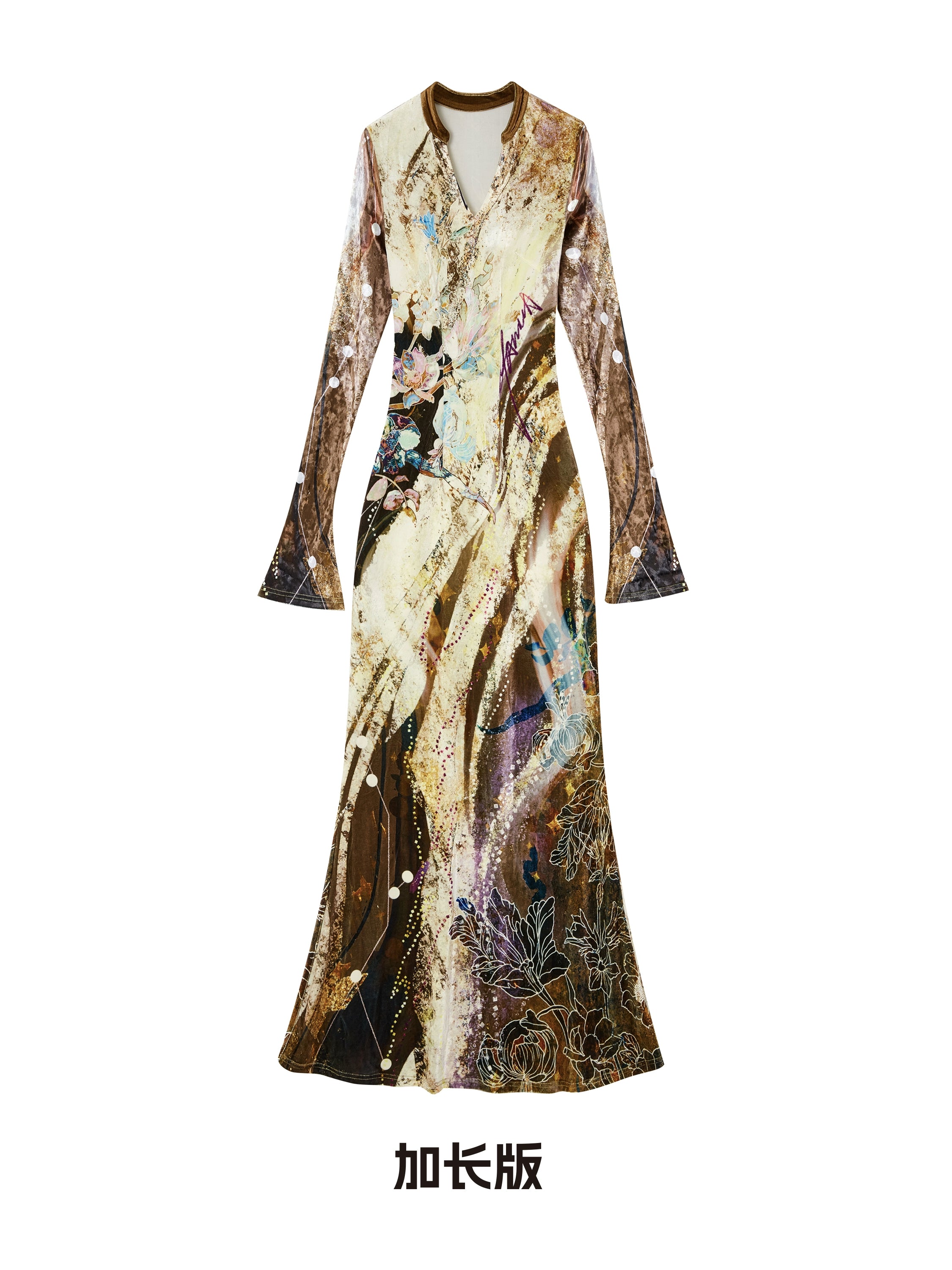 OfAkiva_Velvet_Floral_V-Neck_Mermaid_Gown_MISSTT