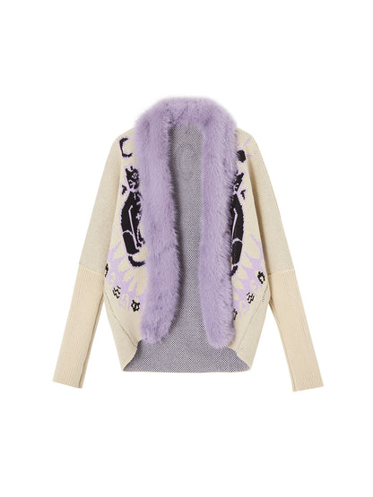 OfAkiva Vintage Cropped Lapel Relaxed Oversized Drop Shoulder Women Cardigans