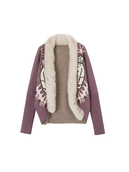 OfAkiva Vintage Cropped Lapel Relaxed Oversized Drop Shoulder Women Cardigans