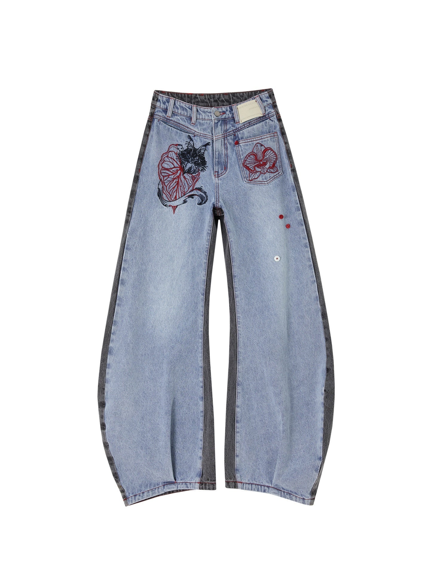 OfAkiva_Vintage_Embroidered_High_Waist_Asymmetric_Slim_Fit_Ladies_Floral_Cotton_Jeans_MISSTT