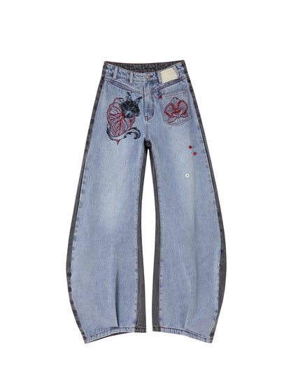 OfAkiva_Vintage_Embroidered_High_Waist_Asymmetric_Slim_Fit_Ladies_Floral_Cotton_Jeans_MISSTT