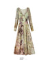 OfAkiva_Vintage_Floral_Print_Ruched_Waist_Long_Sleeve_V-neck_Women&