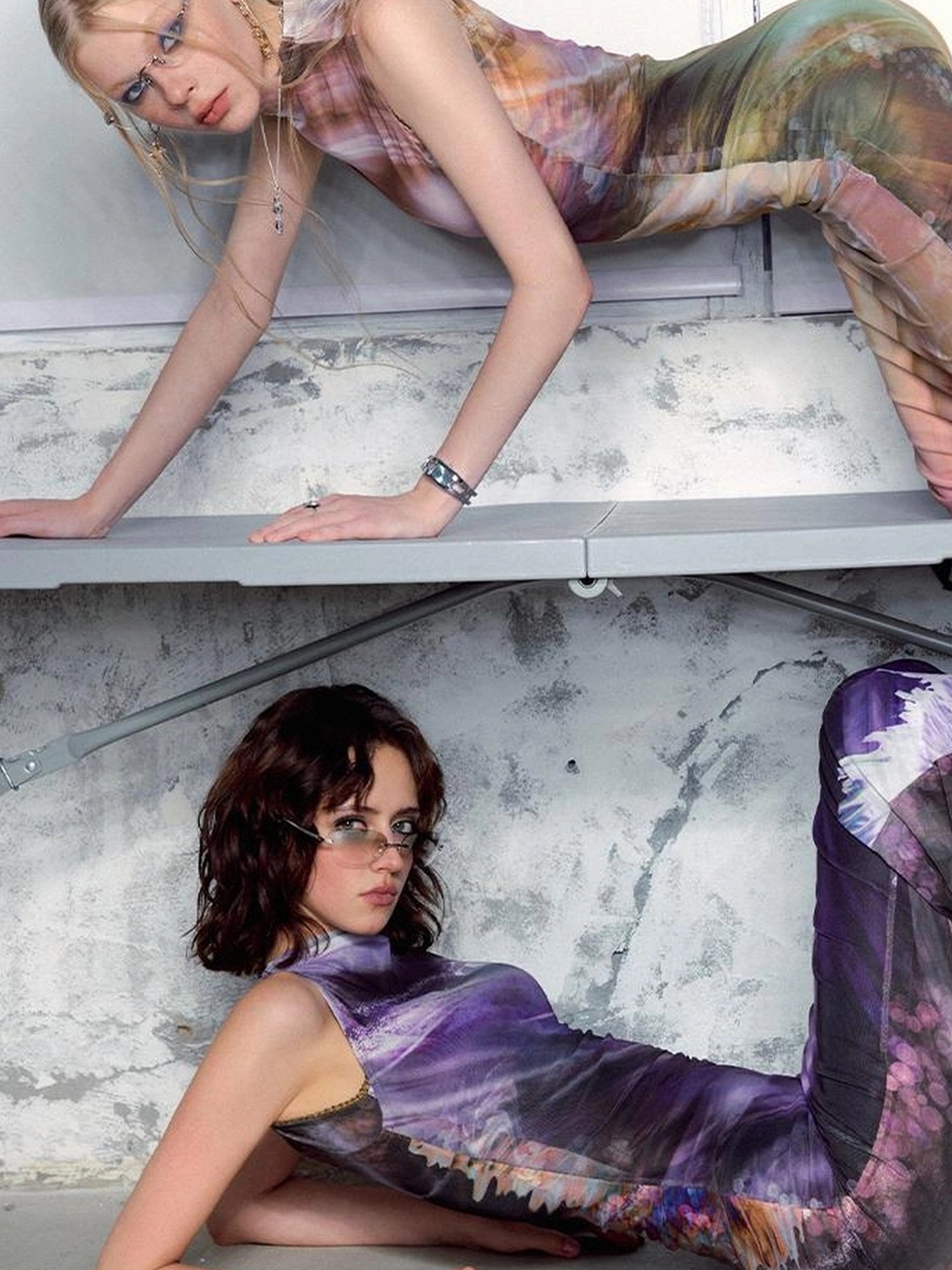 OfAkiva Vintage Glow Floral Cheongsam Dress With Sheer Mesh