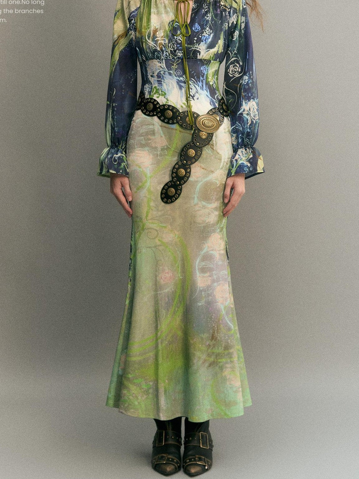 OfAkiva Vintage Oil Painting Print Lantern Sleeve Women&