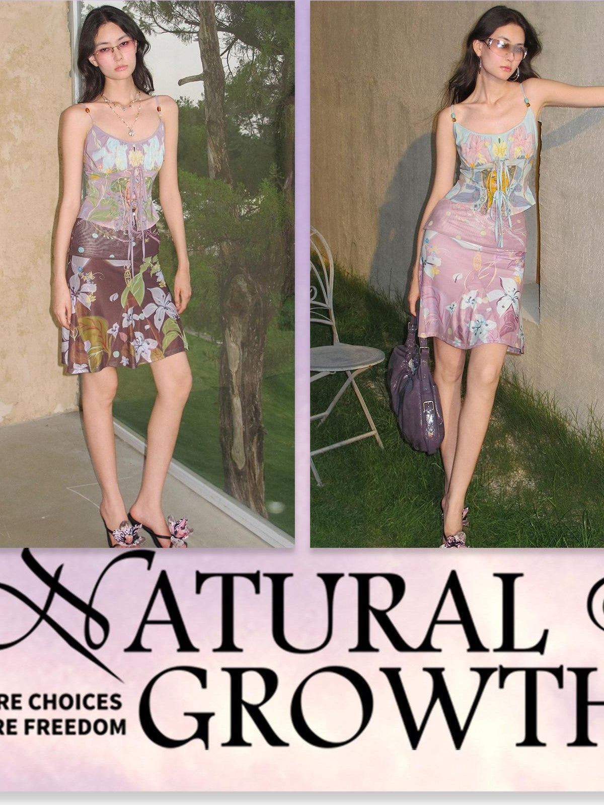 OfAkiva Vintage Ombre Floral Tie Strap Women&