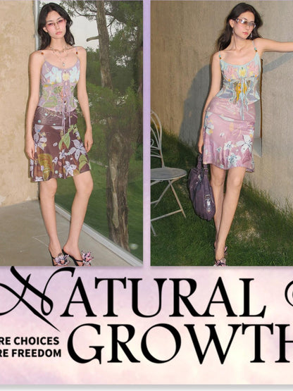 OfAkiva Vintage Ombre Floral Tie Strap Women&