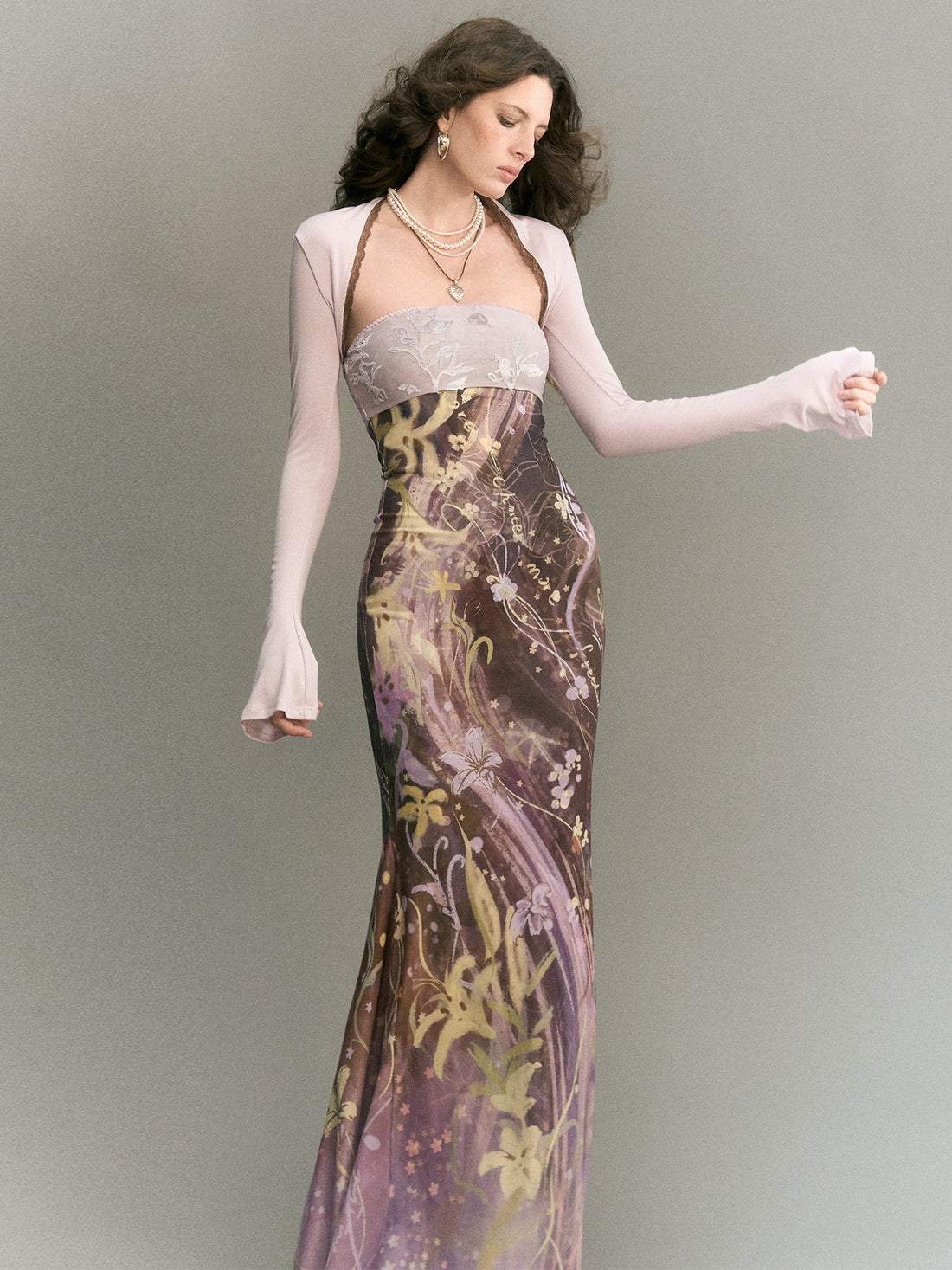 OfAkiva Vintage Print Strapless Two Piece Mermaid Women&