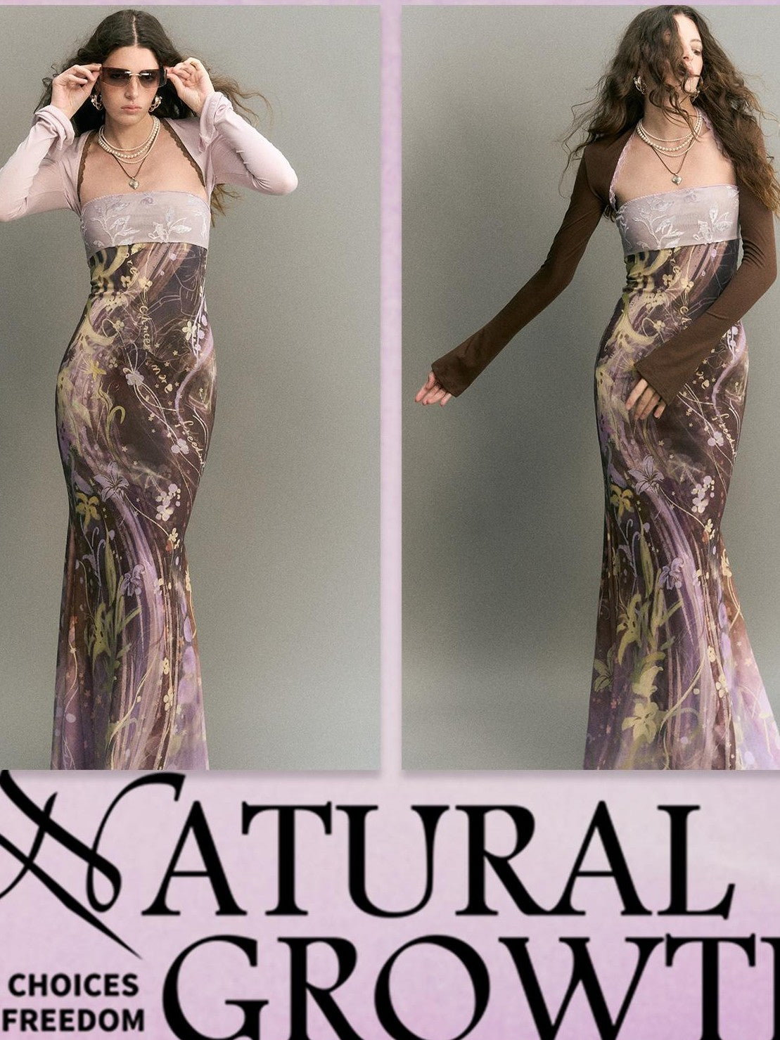 OfAkiva Vintage Print Strapless Two Piece Mermaid Women&