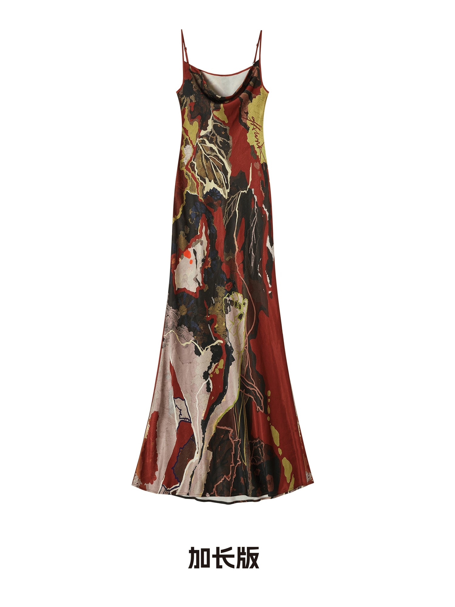 OfAkiva_Vintage_Red_Oil_Print_Cowl_Neck_Mermaid_Women&