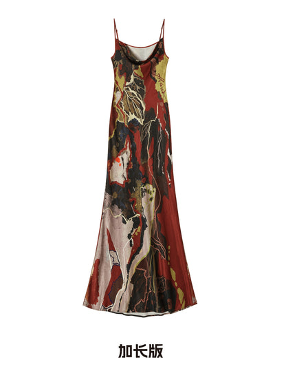 OfAkiva_Vintage_Red_Oil_Print_Cowl_Neck_Mermaid_Women&