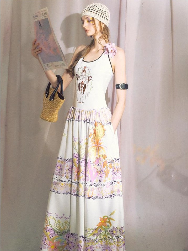 OfAkiva Violet Printed Embroidered Flared Patchwork Women&