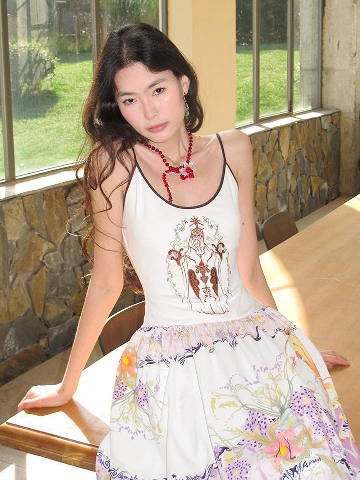 OfAkiva Violet Printed Embroidered Flared Patchwork Women&