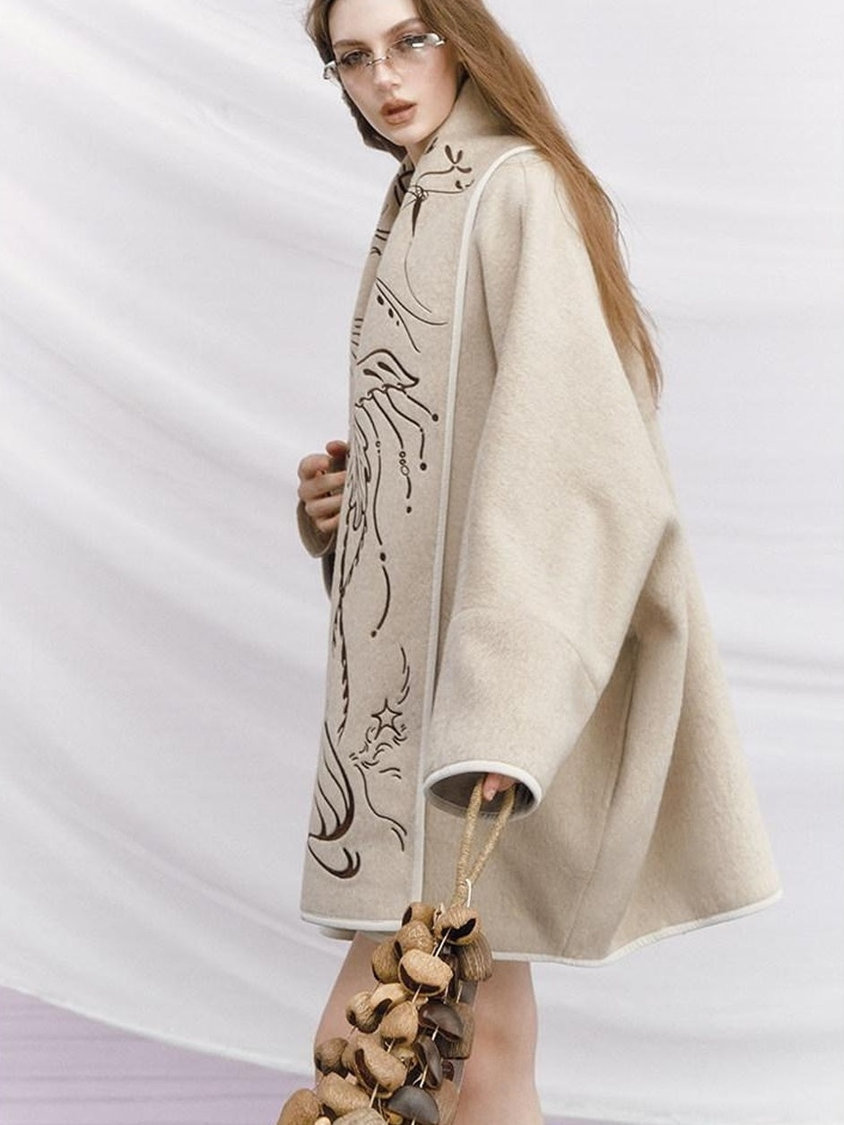 OfAkiva Warm Double Face Wool Tie Closure Commuter Slim Fit V-ceck Men Jacket