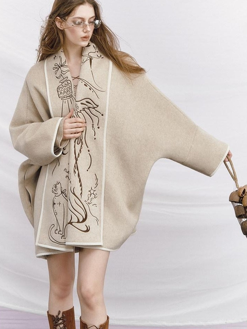 OfAkiva Warm Double Face Wool Tie Closure Commuter Slim Fit V-ceck Men Jacket