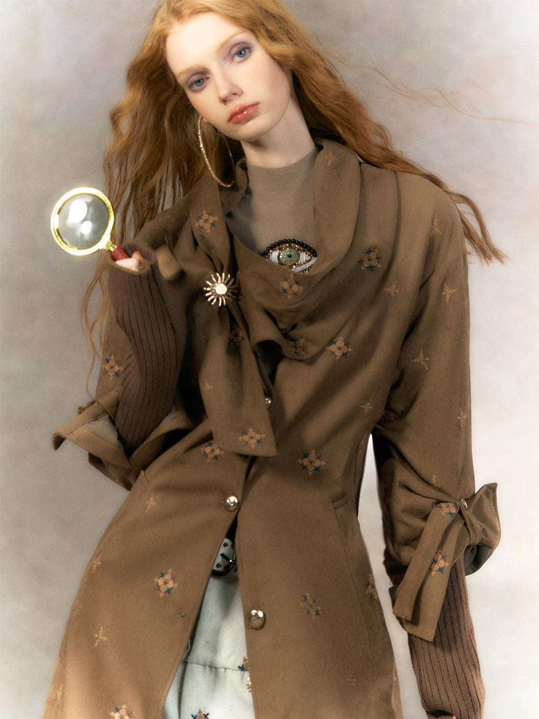 OfAkiva Warm Thick Hooded Fur Collar Vintage Straight Women Brown Single Breasted Coat