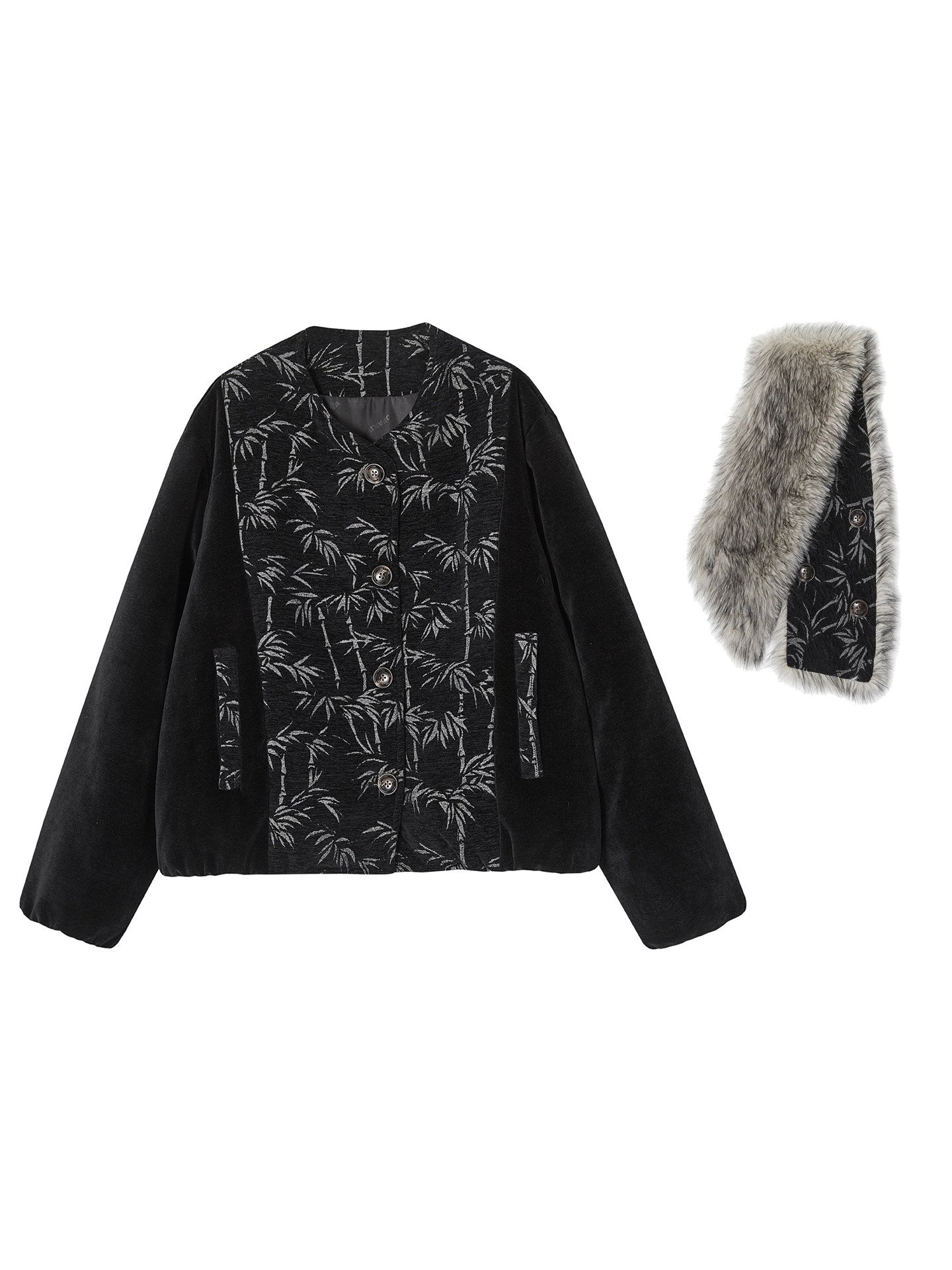 OfAkiva_Warm_Zip_Front_V-ceck_Straight_Commuter_Solid_Black_Beige_Puffer_Jacket_MISSTT