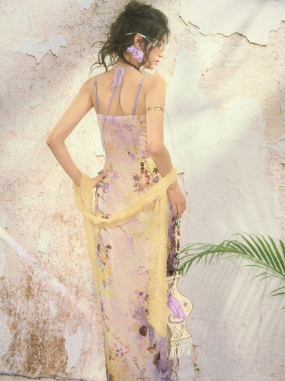 OfAkiva Watercolor Floral Oil Painting High Waist Women&