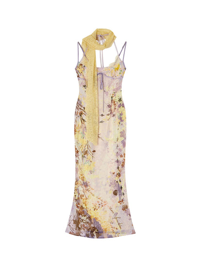 OfAkiva Watercolor Floral Oil Painting High Waist Women&