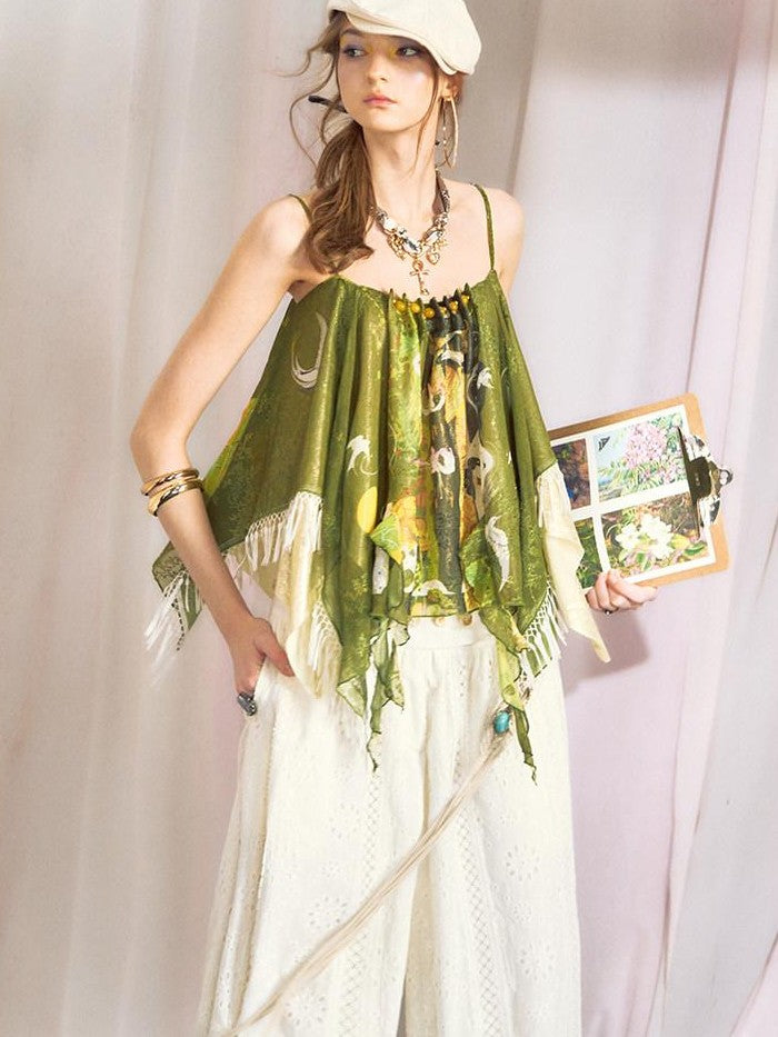 OfAkiva White Cutout Lace Lantern Cinched Ankle Women&