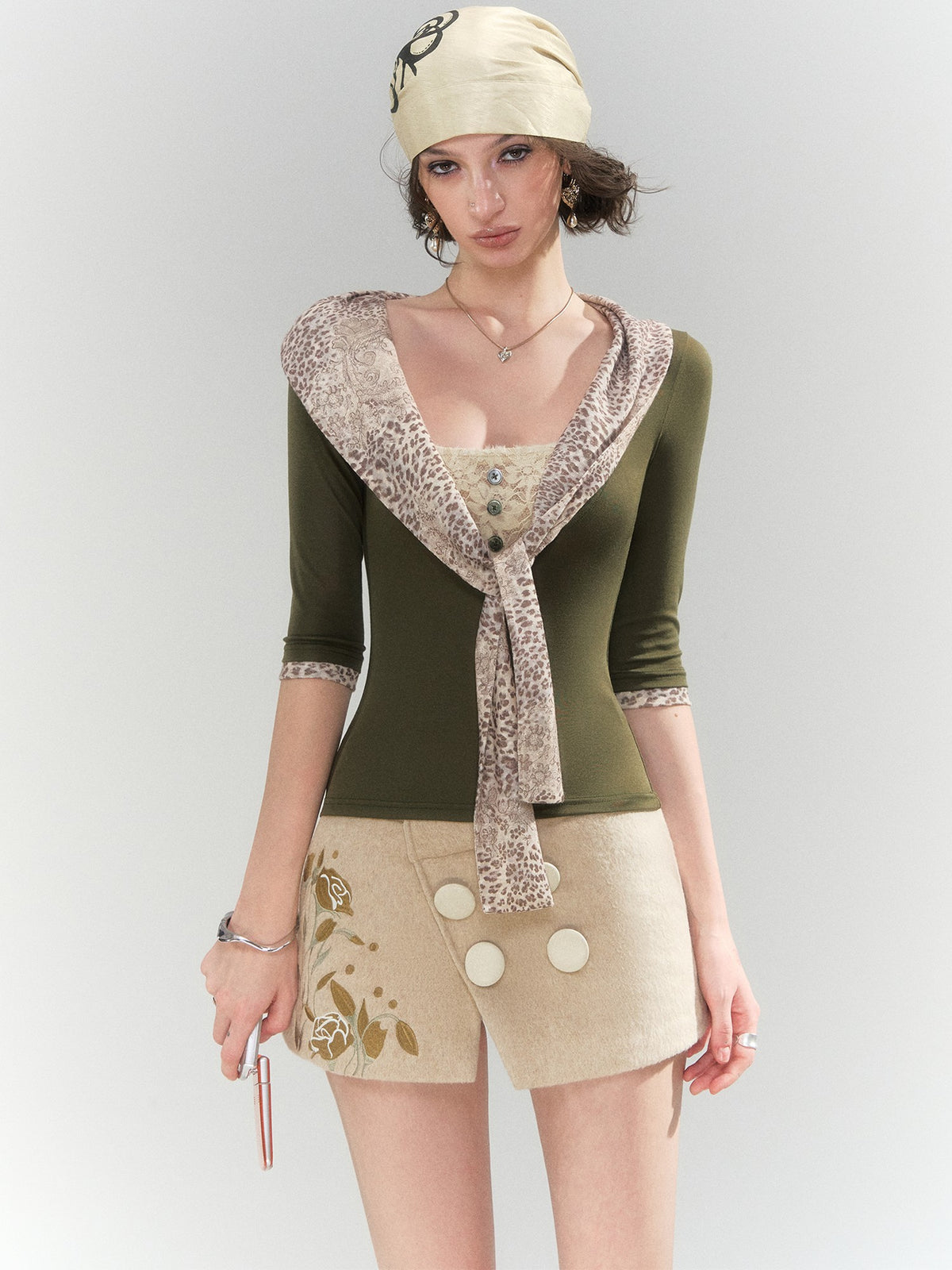 OfAkiva Y2k Faux Layered Knit Slim Fit Women&