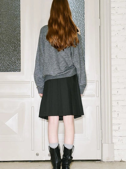 Off Shoulder Rose Jacquard Knit Top With Bow Tie