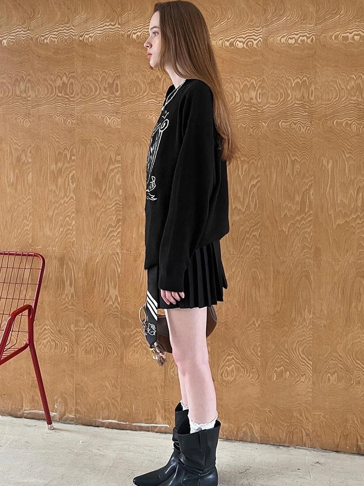 Off Shoulder Rose Jacquard Knit Top With Bow Tie