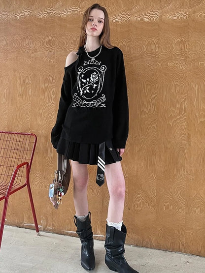 Off Shoulder Rose Jacquard Knit Top With Bow Tie