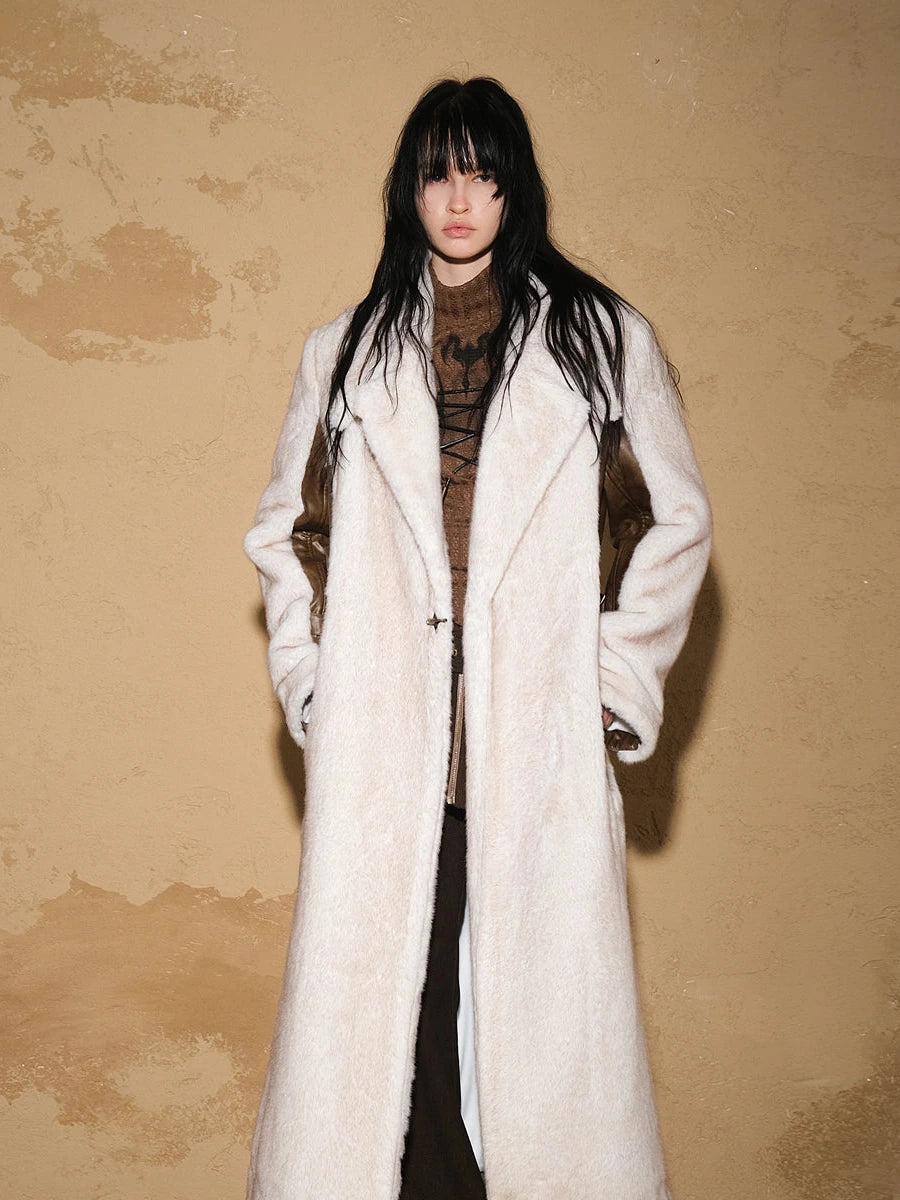 Astrological Patchwork Plush Long Coat V-neck T-shirt Long Sleeve