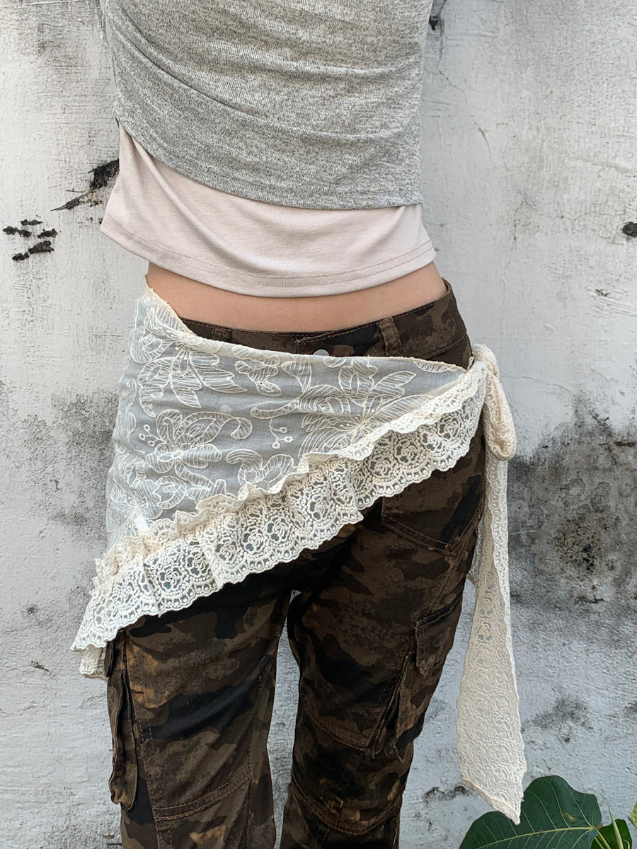 ang project Vintage Lace Trim Bandana Scarf Wrap
