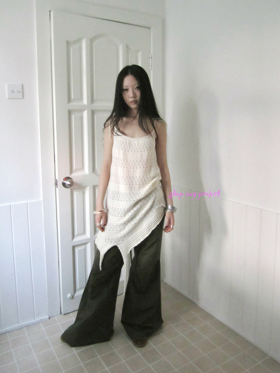 Updateang project Asymmetrical Hem Knit Camisole with Scarf