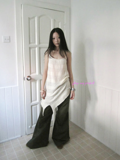 Updateang project Asymmetrical Hem Knit Camisole with Scarf