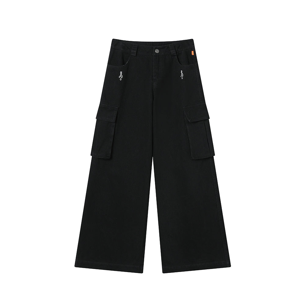 Achihara Dragon Oracle Trousers Embroidered Wide Leg Denim Pants