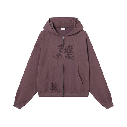 Achihara Renaissance Washed Hoodie V-Neck T-Shirt Long-Sleeve