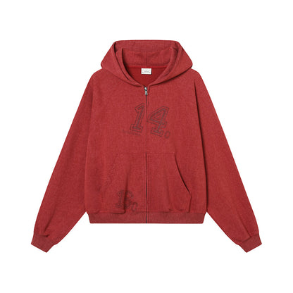Achihara Renaissance Washed Hoodie V-Neck T-Shirt Long-Sleeve